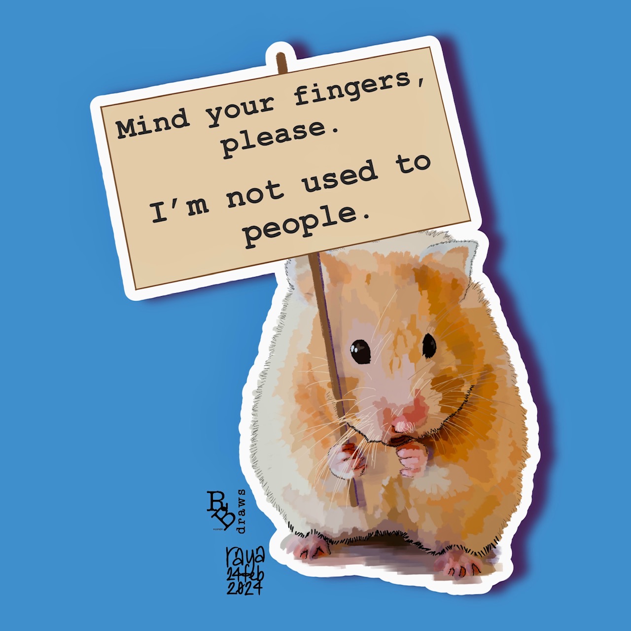 illustration of hamster holding up a sign